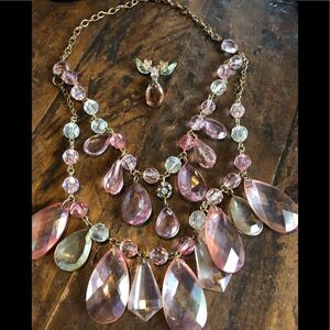 Made with Love  10” block necklace and earring set. (Heavy )